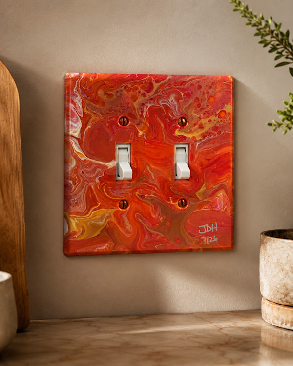 Apricot Emberline | 5.25 x 5.25 x 0.25 in | Painted Object by JD Hecht | Creatively Cutz Studio, Image 1.