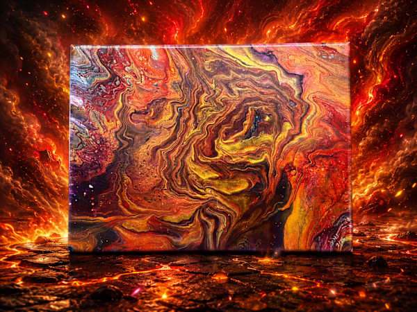 Celestial Ember | 12 x 16 x 1 in | Abstract Painting by JD Hecht | Creatively Cutz Studio, Image 1.