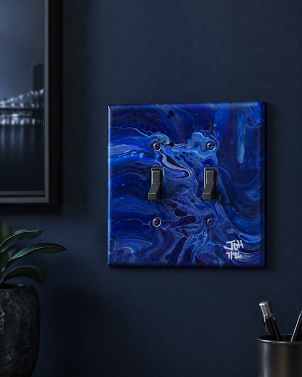 Deep Blue Errand   |  5.25 x 5.25 x .25in |  Painted Lightswitch Cover by JD Hecht | Creatively Cutz Studio