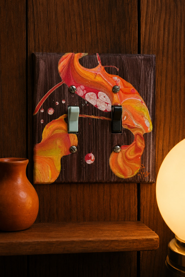 Emberwood Orbit  |  5.25 x 5.25 x .25in |  Painted Lightswitch Cover by JD Hecht | Creatively Cutz Studio, Image 2.