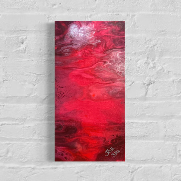 Beneath the Red Quiet | 16 x 8 x 1 in | Abstract Painting by JD Hecht | Creatively Cutz Studio, Image 1.