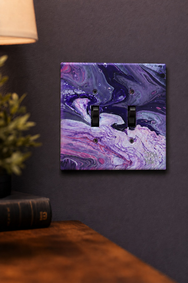 Lavender Wake |  5.25 x 5.25 x .25in |  Painted Lightswitch Cover by JD Hecht | Creatively Cutz Studio, Image 1.