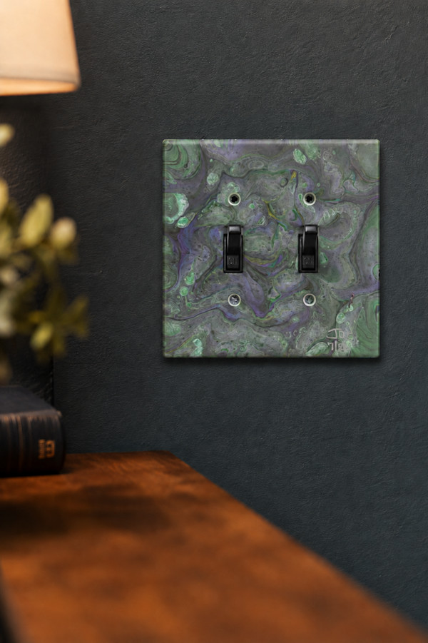 Lichen Static | 5.25 x 5.25 x 0.25 in | Painted Lightswitch Cover by JD Hecht | Creatively Cutz Studio, Image 2.