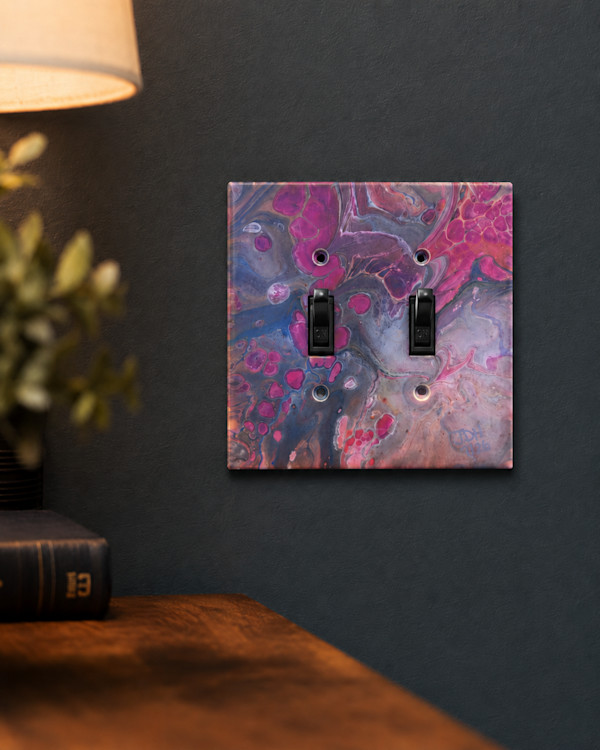 Magenta Sediment  |  5.25 x 5.25 x .25in |  Painted Lightswitch Cover by JD Hecht | Creatively Cutz Studio, Image 2.