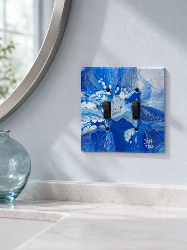 Porcelain Tide  |  5.25 x 5.25 x .25in |  Painted Lightswitch Cover by JD Hecht | Creatively Cutz Studio, Image 2.