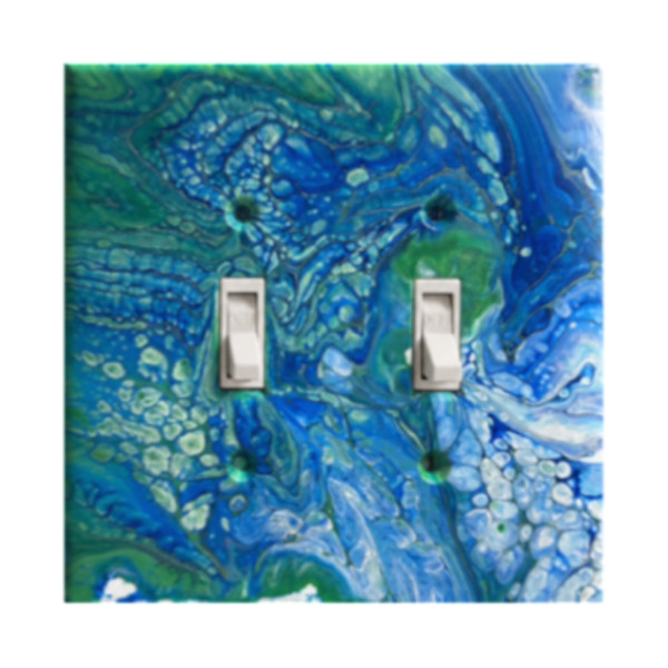 Tidepool Circuit  |  5.25 x 5.25 x .25in |  Painted Lightswitch Cover by JD Hecht | Creatively Cutz Studio, Image 1.