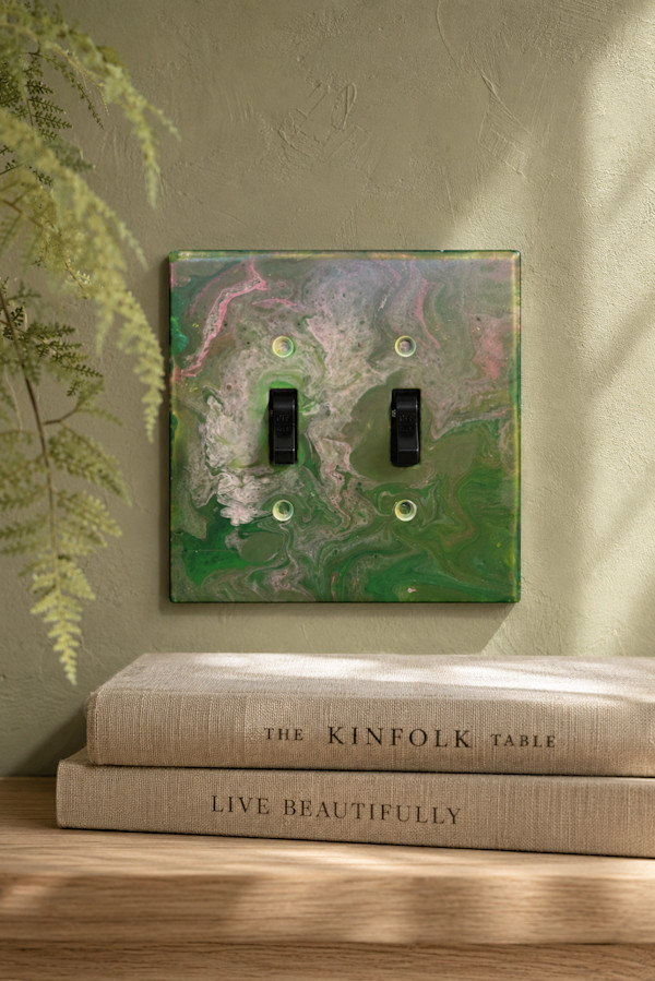 Verdant Whisper  |  5.25 x 5.25 x .25in |  Painted Lightswitch Cover by JD Hecht | Creatively Cutz Studio, Image 2.