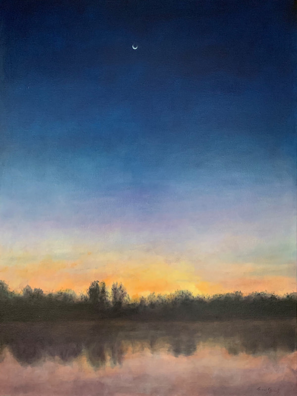 Sunrise and Moonset on Lake Orange  36.1542N 79.1493W by Thomas Stevens