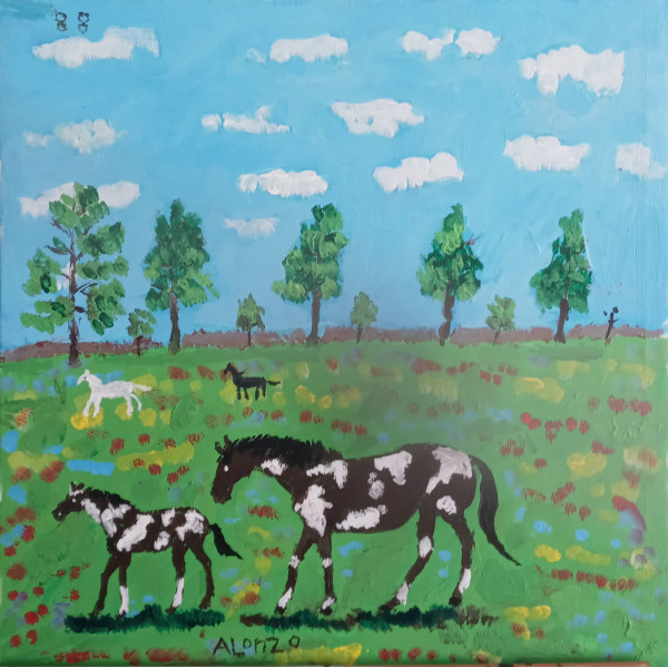 Pasture & Running Through with Babies by Alonzo Clemons, Image 1.