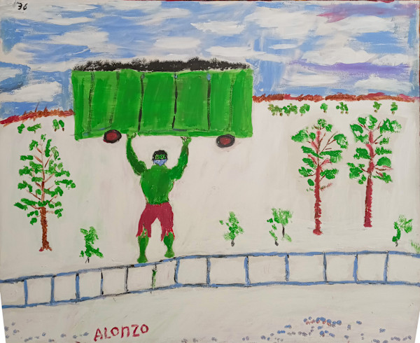 Hulk and Train car by Alonzo Clemons, Image 1.