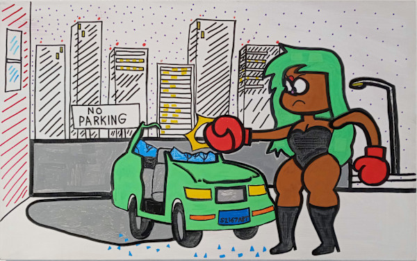 Punching Girl VS. Car by AJ Kiel, Image 1.
