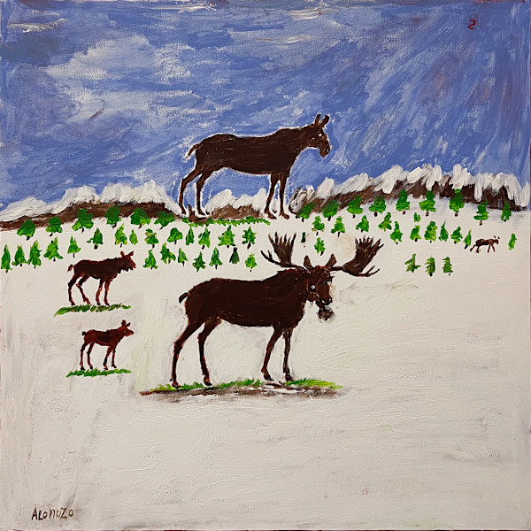 2 - Four Moose by Alonzo Clemons, Image 1.