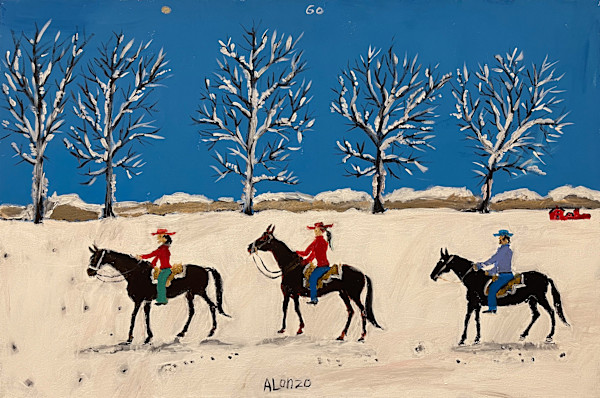 60 - Three Horse Riders by Alonzo Clemons, Image 1.