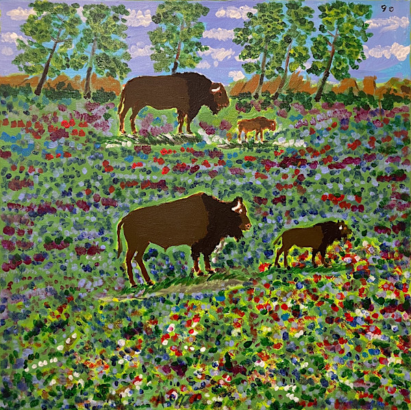 90 - Four Buffalo by Alonzo Clemons, Image 1.