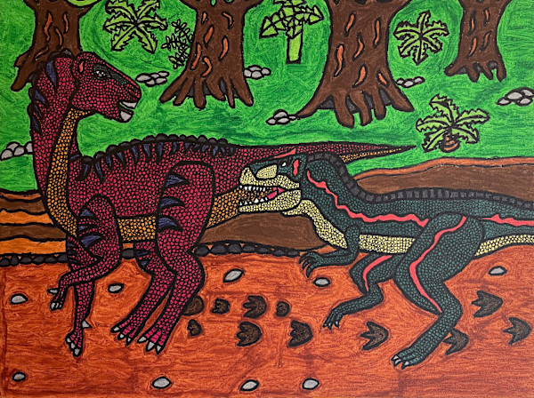 Allosaurus is Attacking the Iguanandon by Nicole Vanston, Image 1.