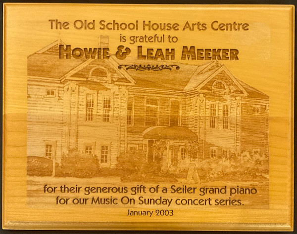 Donation Plaque - Howie & Leah Meeker by Howie Meeker, Leah Meeker