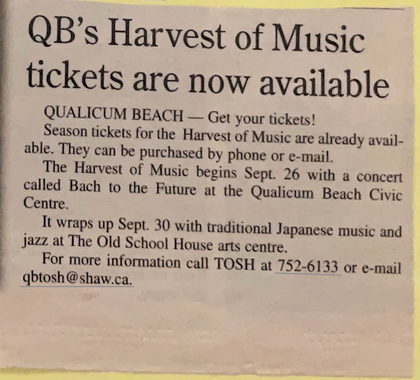 QB’s Harvest of Music