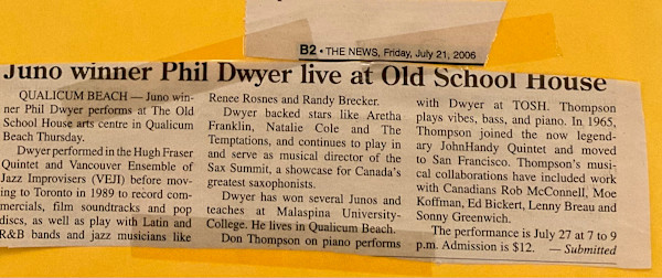 Juno winner Phil Dwyer live at Old School House by Phil Dwyer, Don Thompson