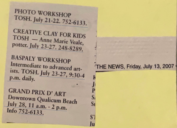 Arts line-up July 2007