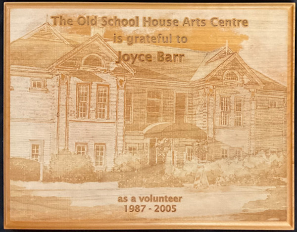 Volunteer Plaque - Joyce Barr by Joyce Barr