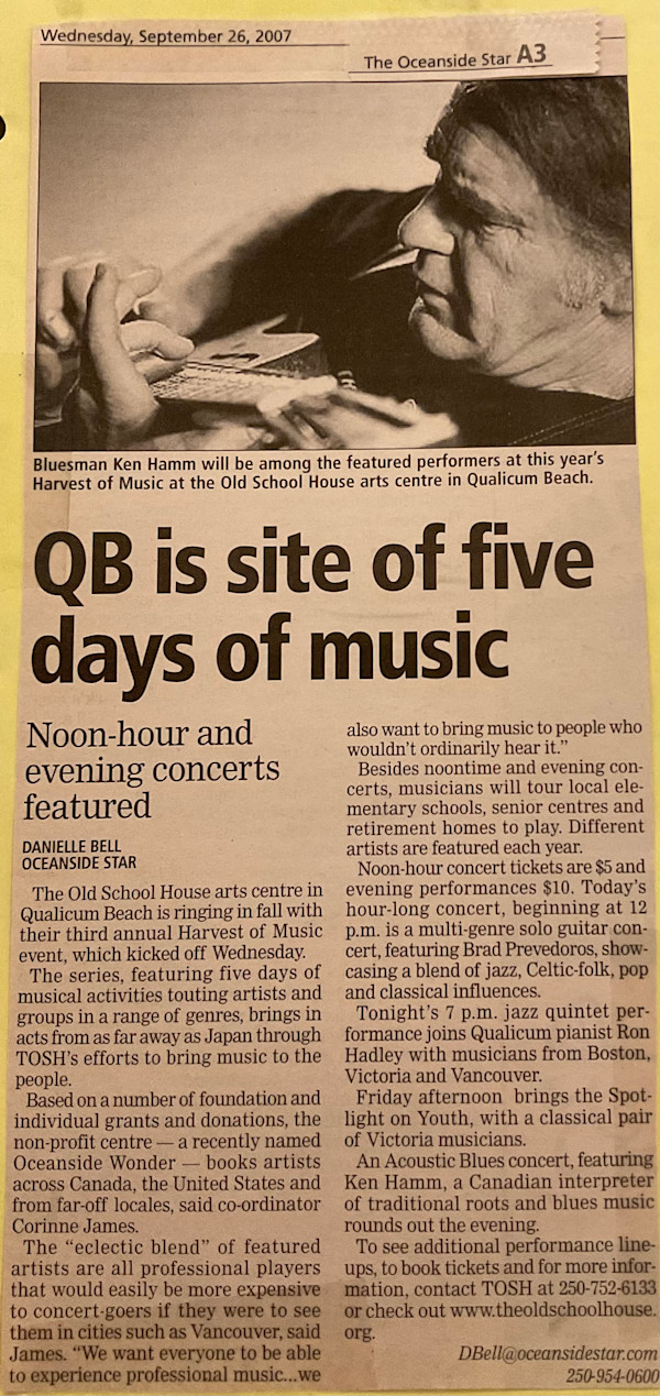 QB is site of five days of music - Sept 2007 by Ron Hadley, Ken Hamm, Brad Prevedoros