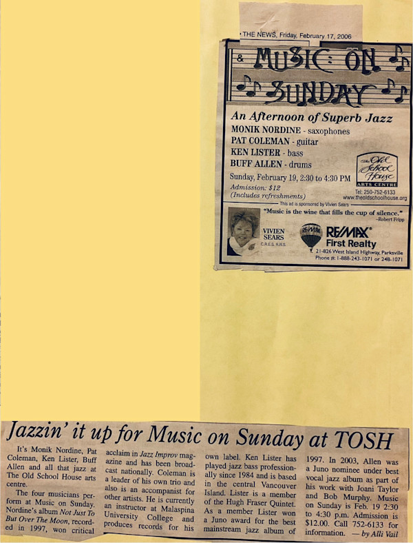 Jazzin’ it up for Music on Sunday at TOSH by Buff Allen, Pat Coleman, Ken Lister, Monik Nordine, Bob Murphy, joani Taylor