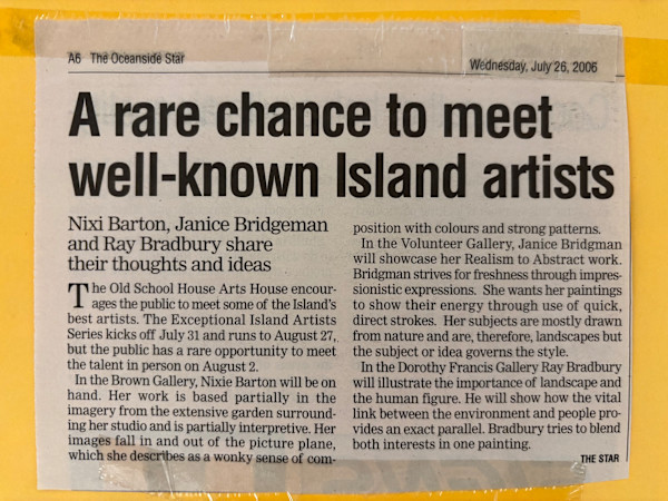 A rare chance to meet well-known Island artists by Ray Bradbury, Janice Bridgeman, Nixi Barton