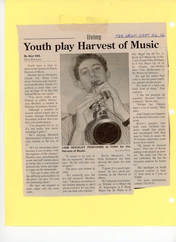 Youth Play Harvest of Music - 2006 by Shika Card, Liam Hockley, Kevin Musgrave