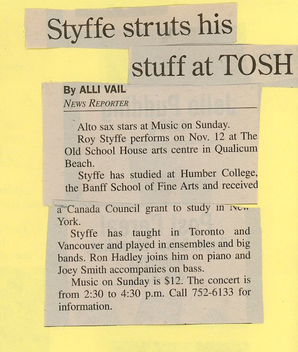 Styffe struts his stuff at TOSH by Roy Styffe