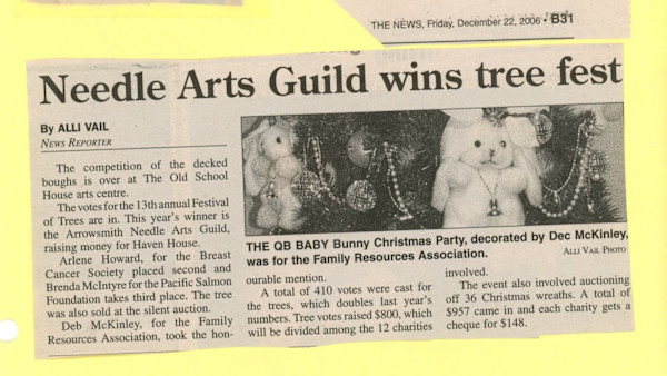 Needle Arts Guild wins tree fest by Arlene Howard, Deb McKinley