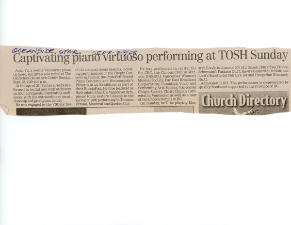 Captivating piano virtuoso performing at TOSH on Sunday - 2008 by Avan Yu