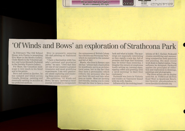 "Of Winds and Bows" an exploration of Strathcona Park by Elry Maze, Cindy Mawle, Lynn Kenneth Pecknold