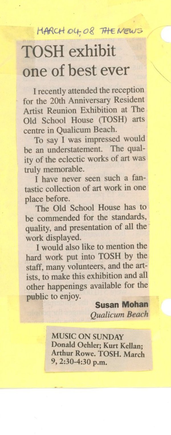 TOSH exhibit one of best ever by Susan Mohan