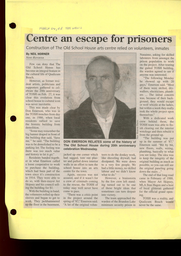 Centre an escape for prisoners by Don Emerson