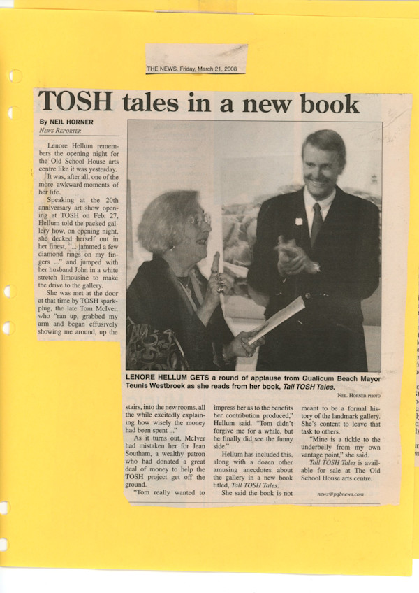 TOSH tales in a new book by Lenore Hellum, Tom McIver, Teunis Westbroek