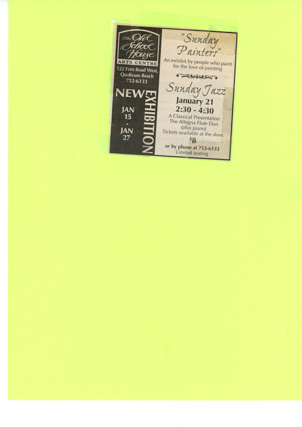 New Exhibition - Sunday Painters - Sunday Jazz - 2008 by The Allegria Flute Duo