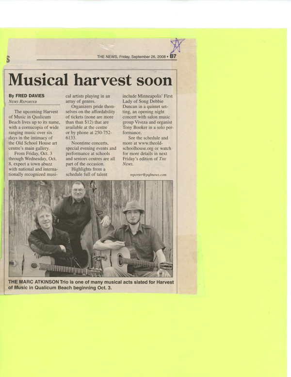 Musical harvest soon by Fred Davies, Ron Hadley, Corrine James, Kelby MacNayr, Marc Atkinson, Debbie Duncan, Tony Booker, Calvin Cairns, Paul O'Brien, Hollas Longton, Jim Cameron, Rick Kilburn, Jennifer Whittle, Daniel Nix, Matthew Poon, Jurgen gothe, Shifra Day, Blaine Dunaway