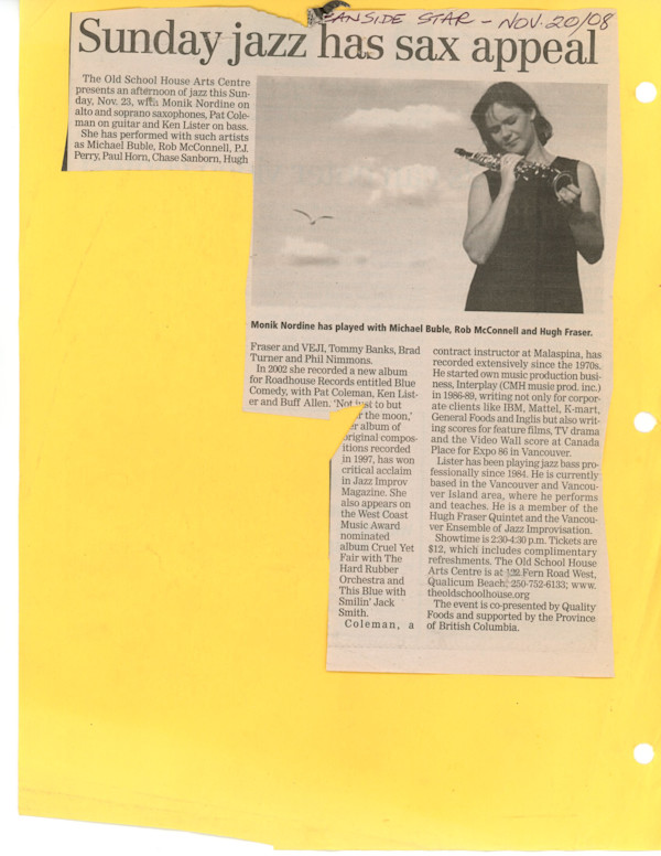 Music on Sunday - Monik Nordine - 2008 by Pat Coleman, Ken Lister, Monik Nordine