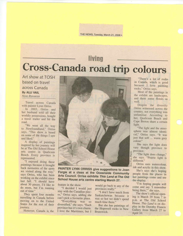 Cross-Canada road trip colours by Lynn Orriss
