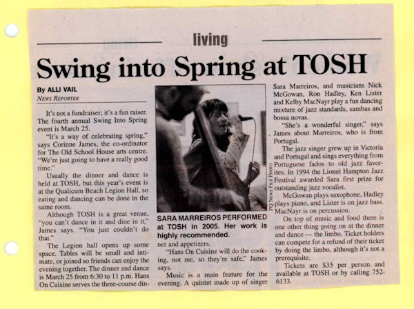Swing into Spring at TOSH by Ron Hadley, Ken Lister, Kelby MacNayr, Sara Marreiros, Nick McGowan