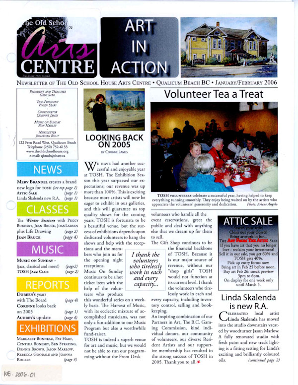 Art in Action Newsletters 2006 - January-April, September by Cynthia Bonesky, Margaret Bonneau, Merv Brandel, Janice Bridgman, Dennis Brown, Rebecca Goodale, Pat Hart, Joan Larson, Jason Marlow, Joanna Rogers, Linda Skalenda, Ben Strating, John Barton, Sandra Lamb, Sara Marreiros, Lynn Orriss, Marshall Soules, Barbara Sundquist, Lafayette String Quartet, Saiho Kotengu Taiko Kagura Ensemble, Tiffany Tamaribuchi, Jessica Williams