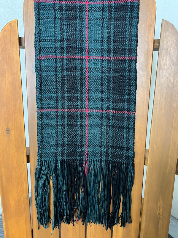 Green + Black plaid scarf by Jill Hankins