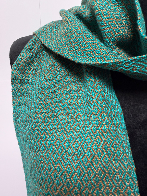 Draped Dreams in Turquoise & Gold Scarf by Jill Hankins