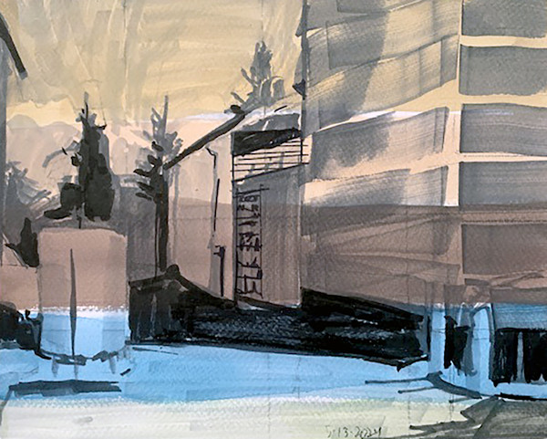Vat Study in Brown, Gold and Blue by Christa Brandenburg, Image 1.