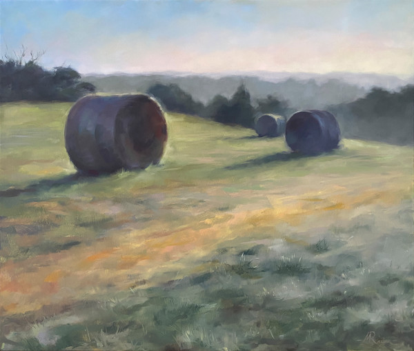 Hay Bales in the Morning by Maria