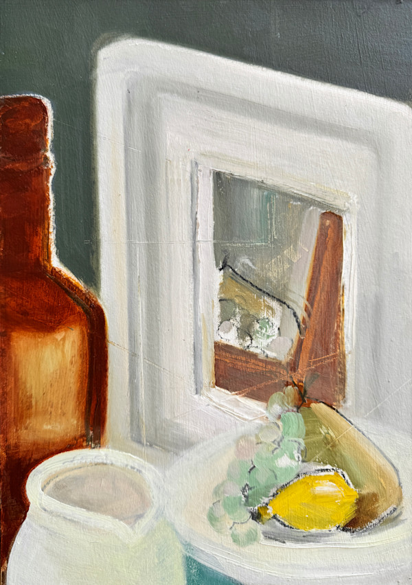 Brown Bottle With Grapes by Mel Hatton