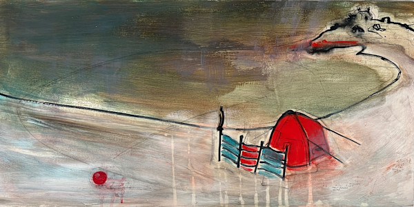 Braving The Weather - Porthmeor Beach Saint Ives by Mel Hatton