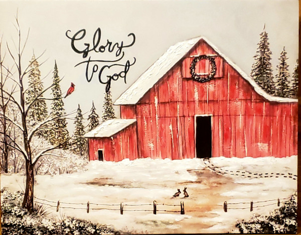 Winter Barn (Glory to God by Dorrie Ann Cobb, Image 1.