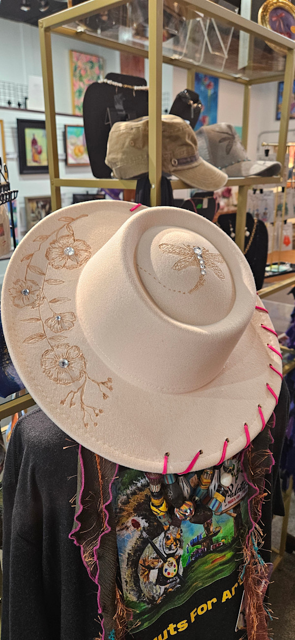 Hand burned hat/dragonfly by Pam McAdams, Image 1.