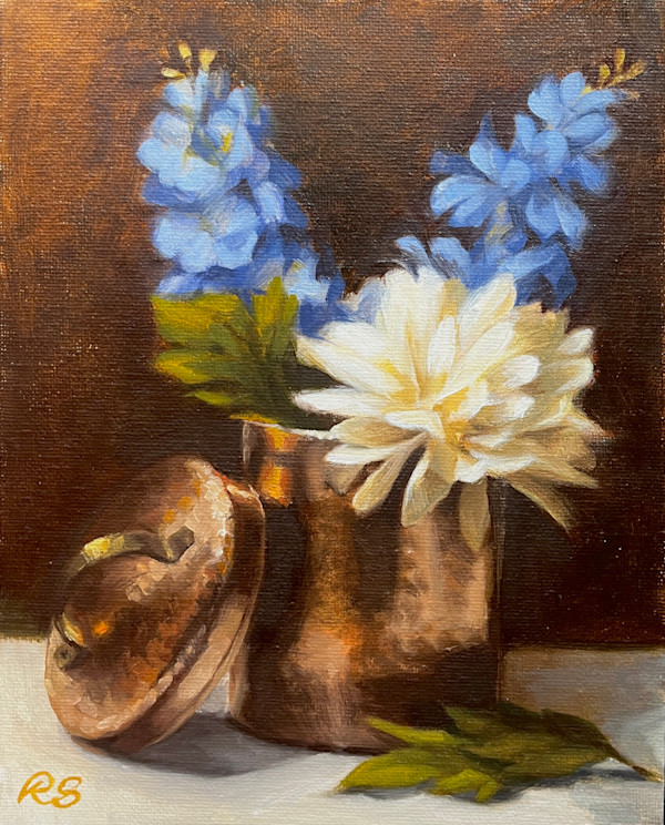 Flowers in Blue and Brown by Rachel Perry
